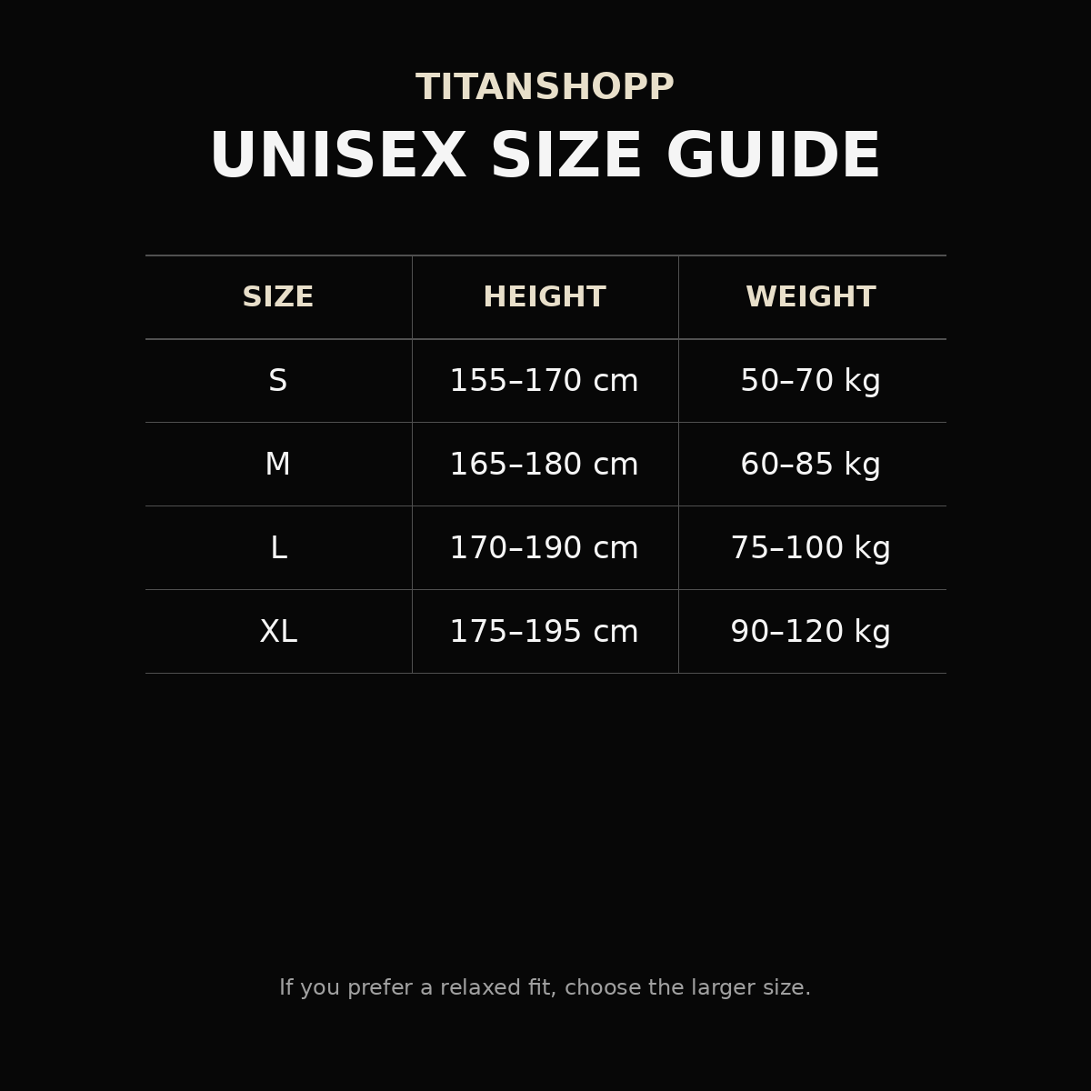 Size chart