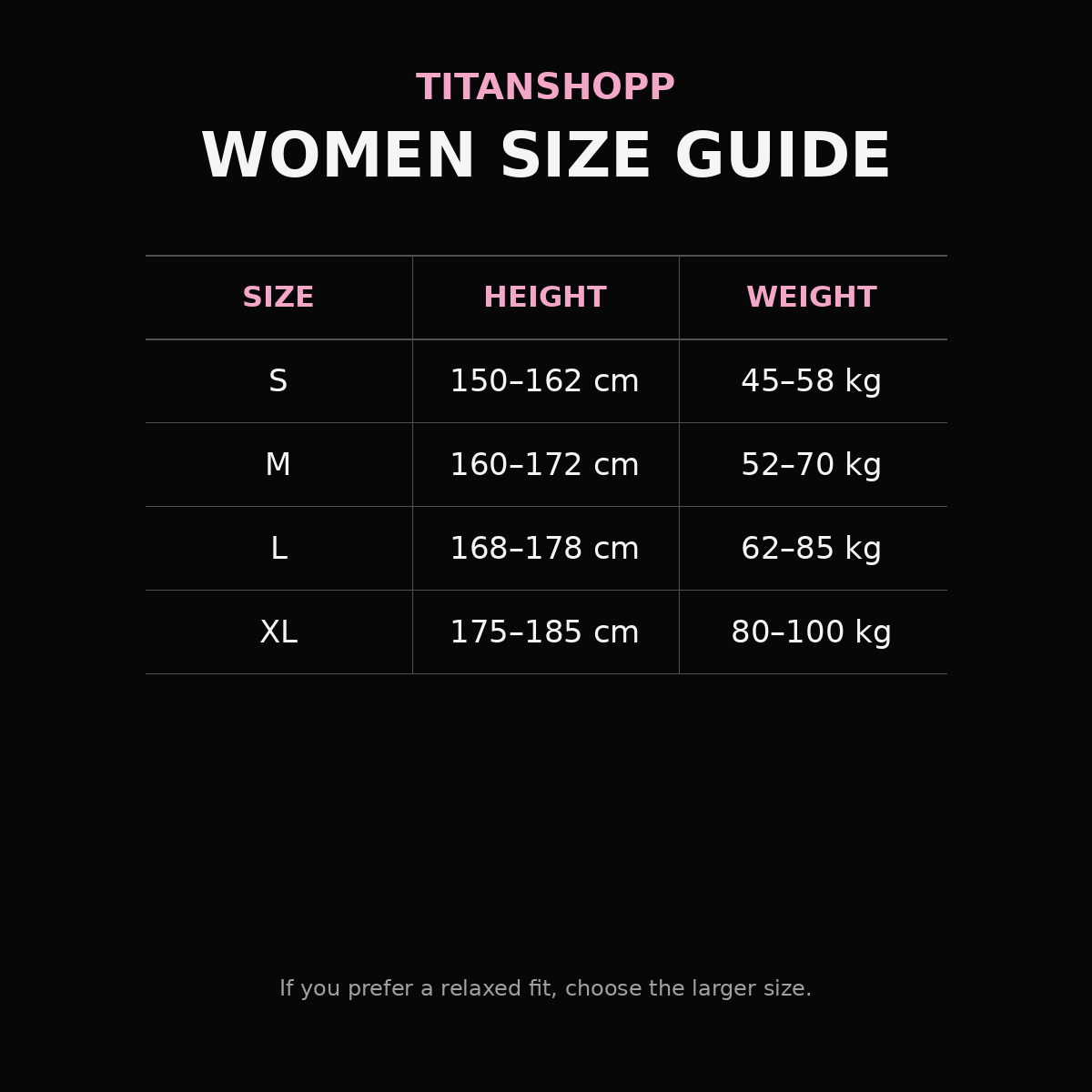 Size chart